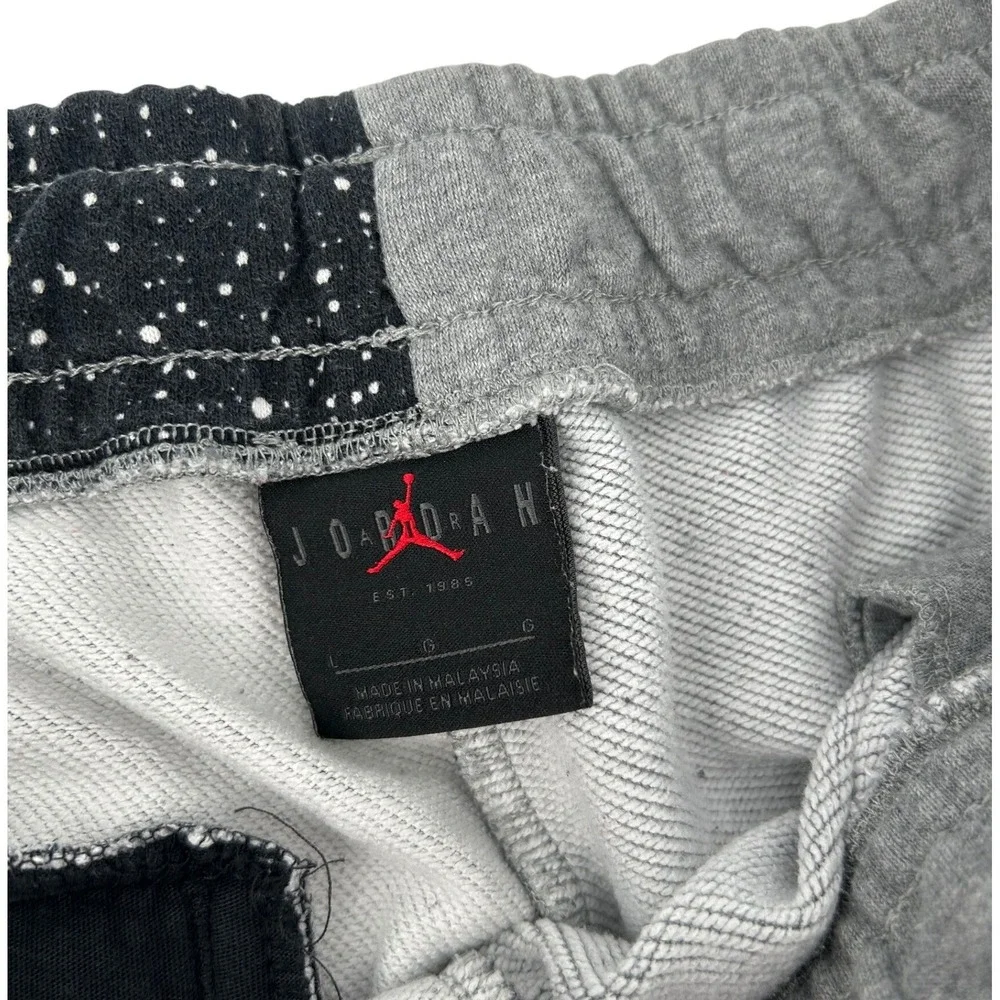 Jordan Jumpman Mens Large Grey Black Speckle Split Logo French Terry Shorts